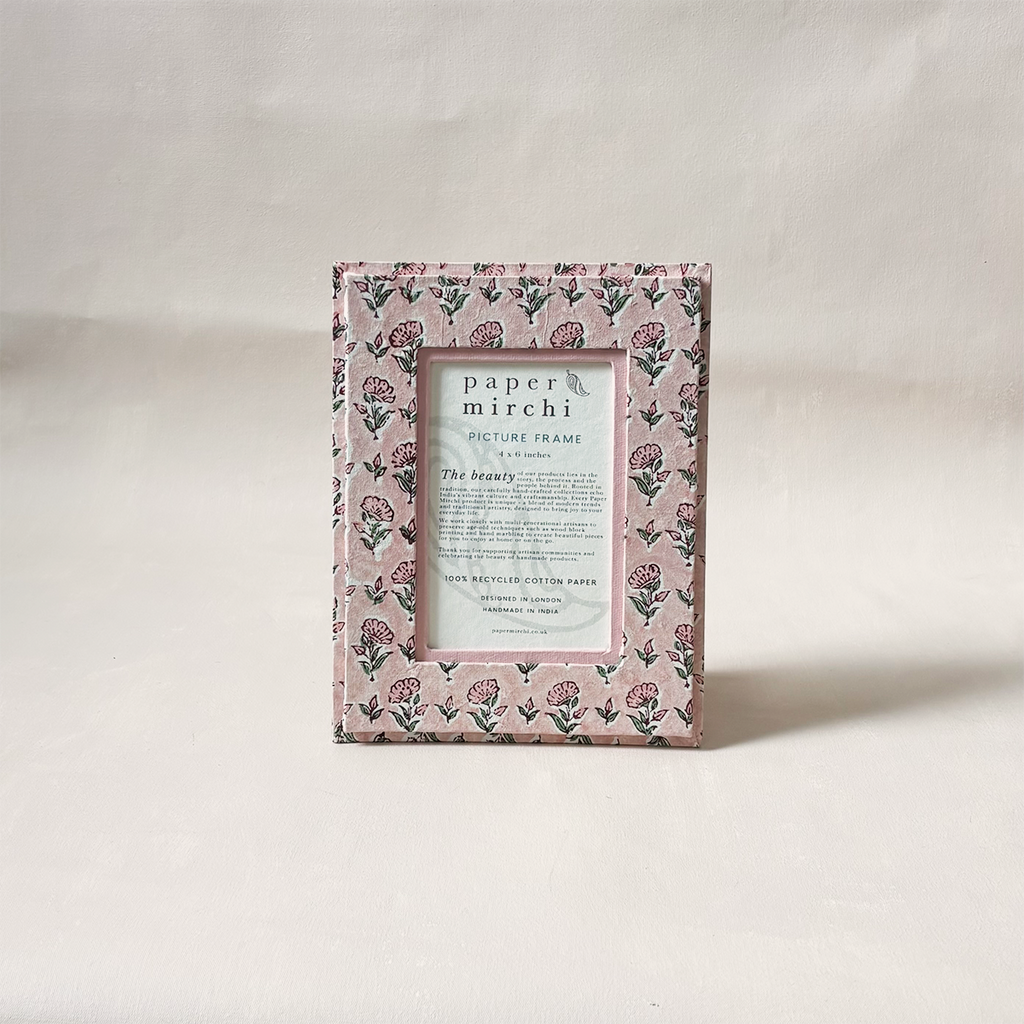 Block Print Picture Frame Floral Blush