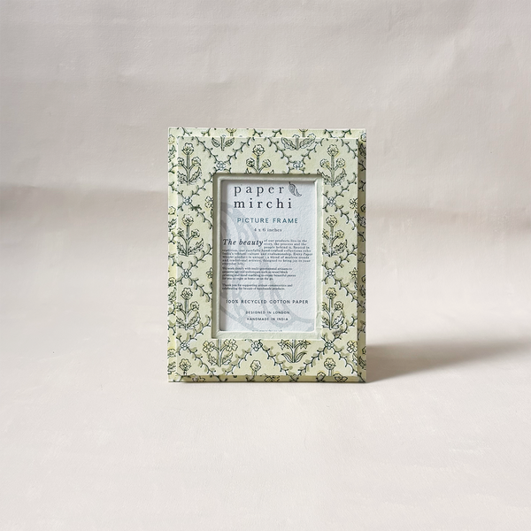 Block Print Picture Frame Floral Buttercream