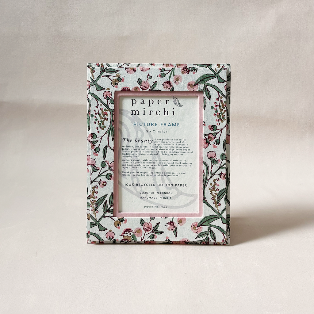 Block Print Picture Frame Songbirds Blush