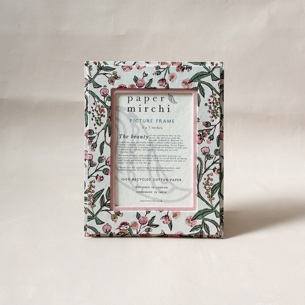 Block Print Picture Frame Songbirds Blush
