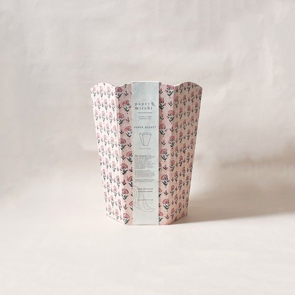 Ditsy Floral Block Print Paper Waste Basket