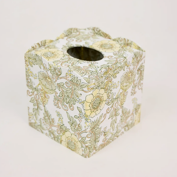 Wild Rose Block Print Tissue Box