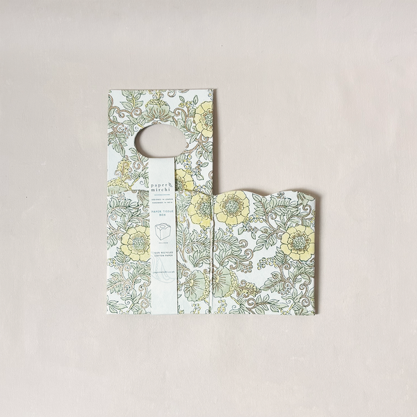 Wild Rose Block Print Tissue Box