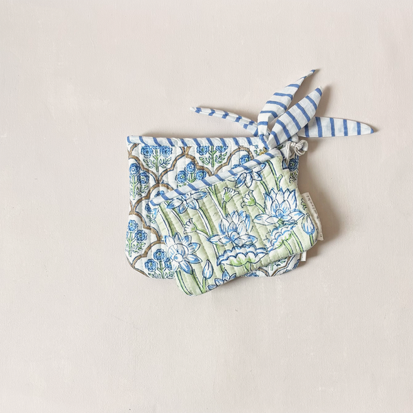 Zipper Pouch Set Floral Indigo