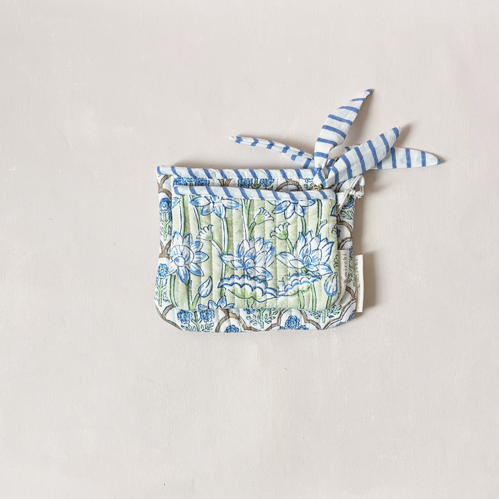 Zipper Pouch Set Floral Indigo