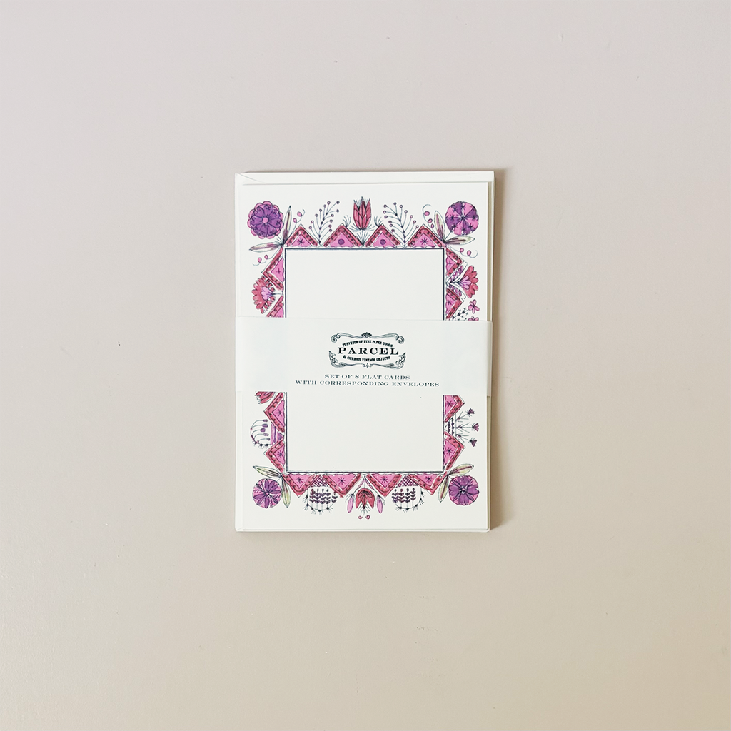 Colorful Folk Frame Note Card Set