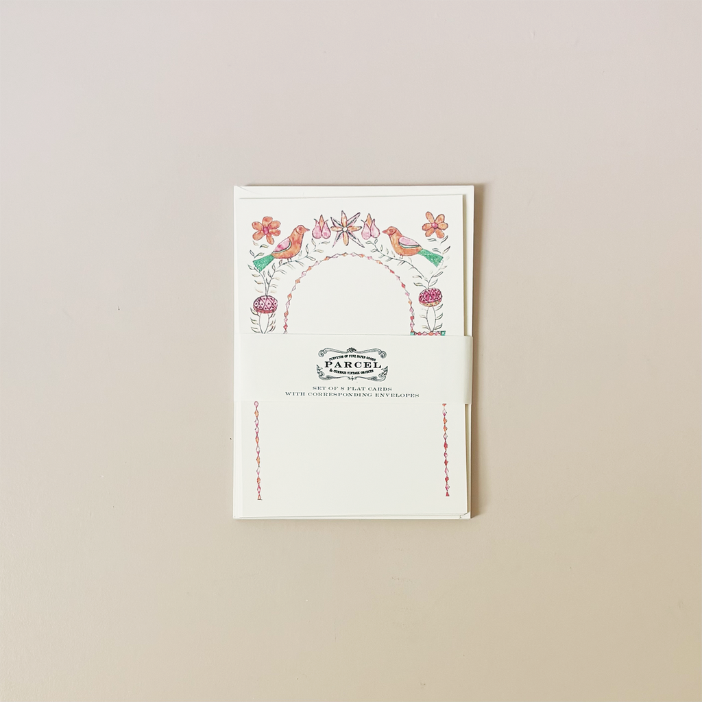 Folk Art Bird Frame Note Card Set
