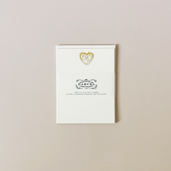 Gold Folk Heart Note Card Set