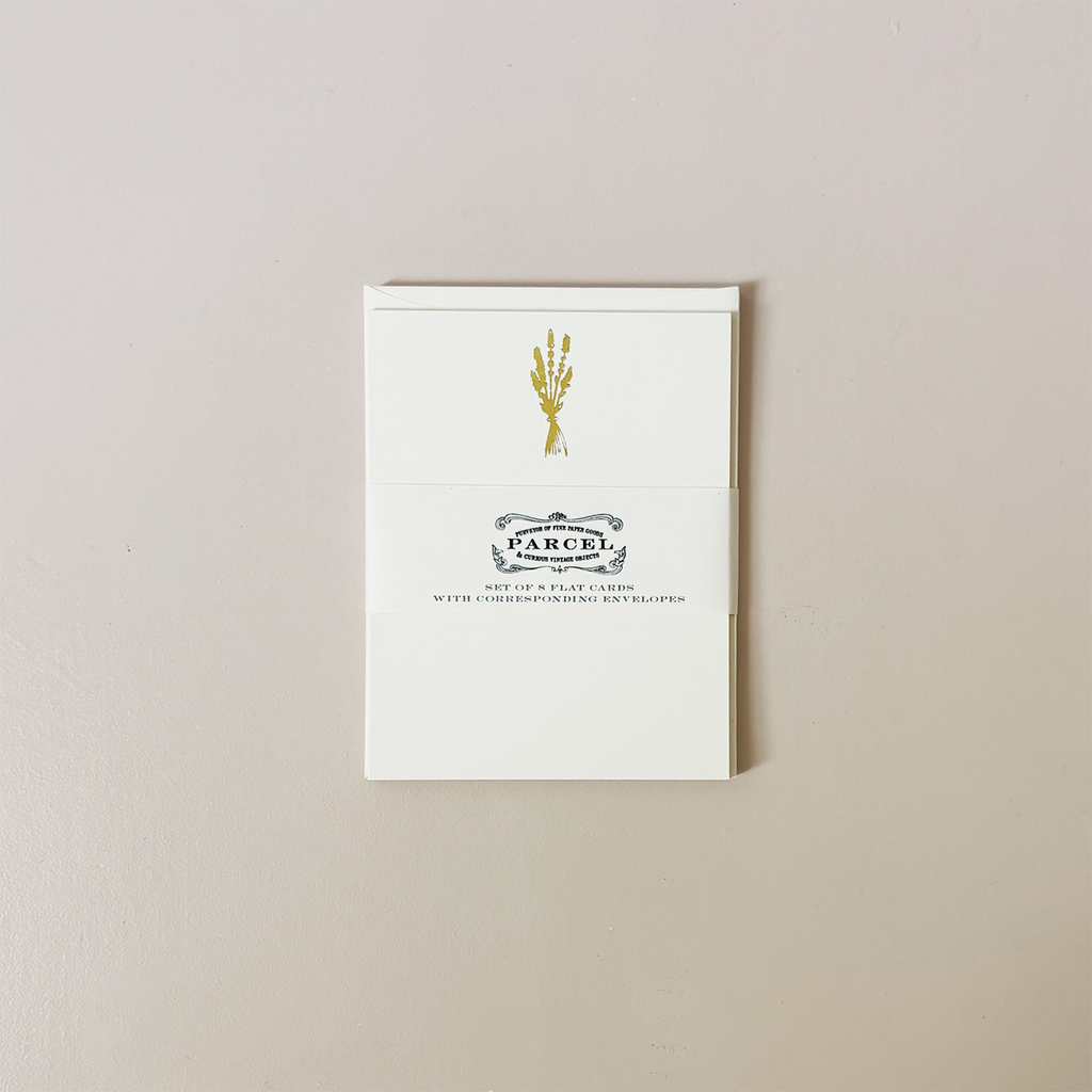 Gold Lavender Sprig Note Card Set
