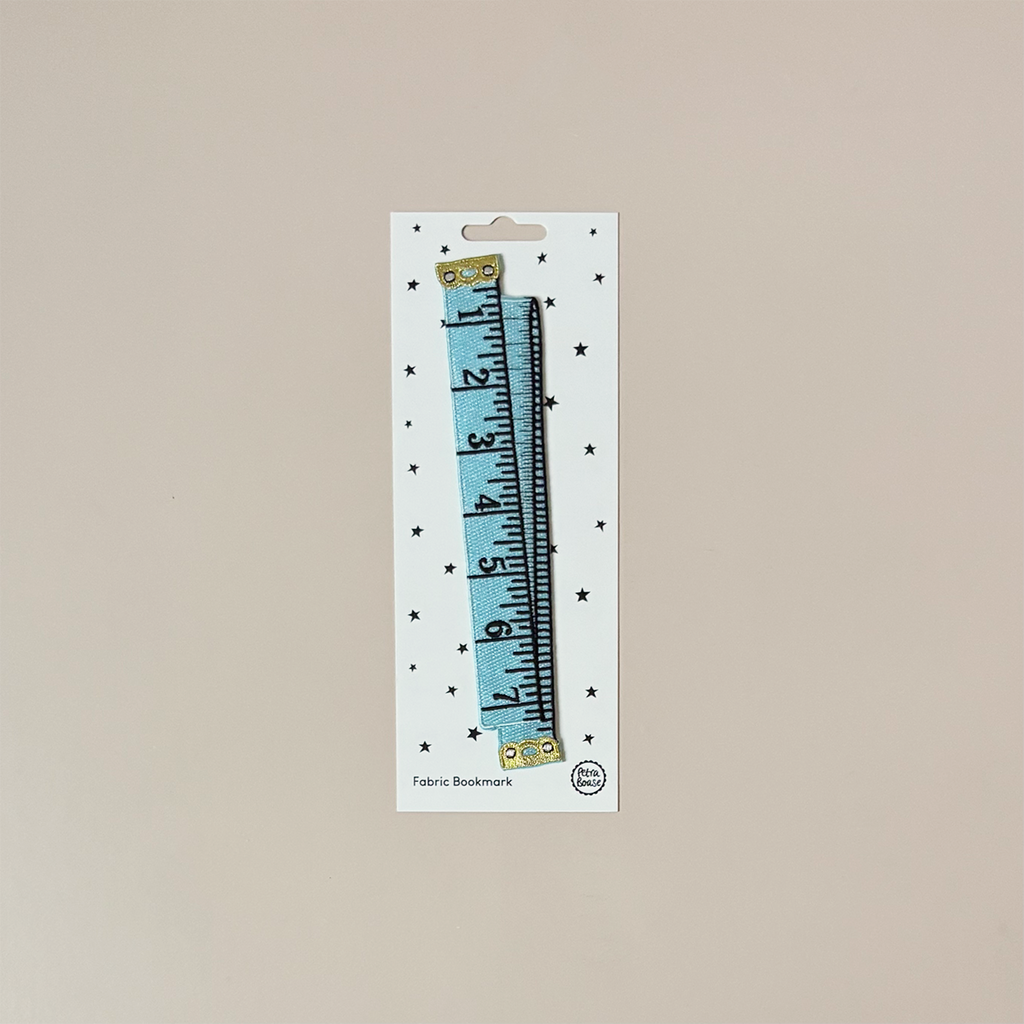 Blue Fabric Tape Measure Embroidered Bookmark