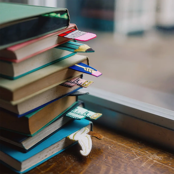 Aqua Pencil Embroidered Bookmark