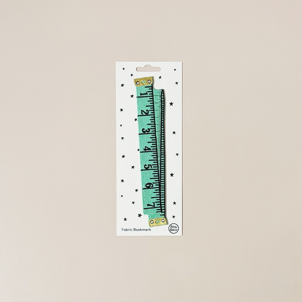 Mint Fabric Tape Measure Embroidered Bookmark
