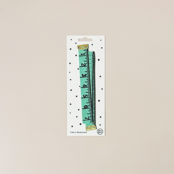 Mint Fabric Tape Measure Embroidered Bookmark