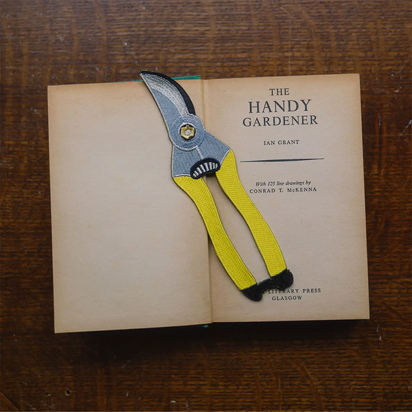 Yellow Gardening Secateurs Embroidered Bookmark