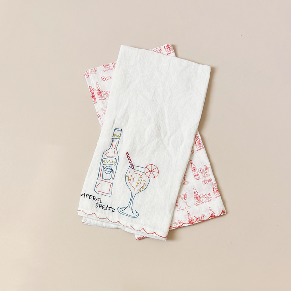 Aperol Spritz Linen Tea Towel Set