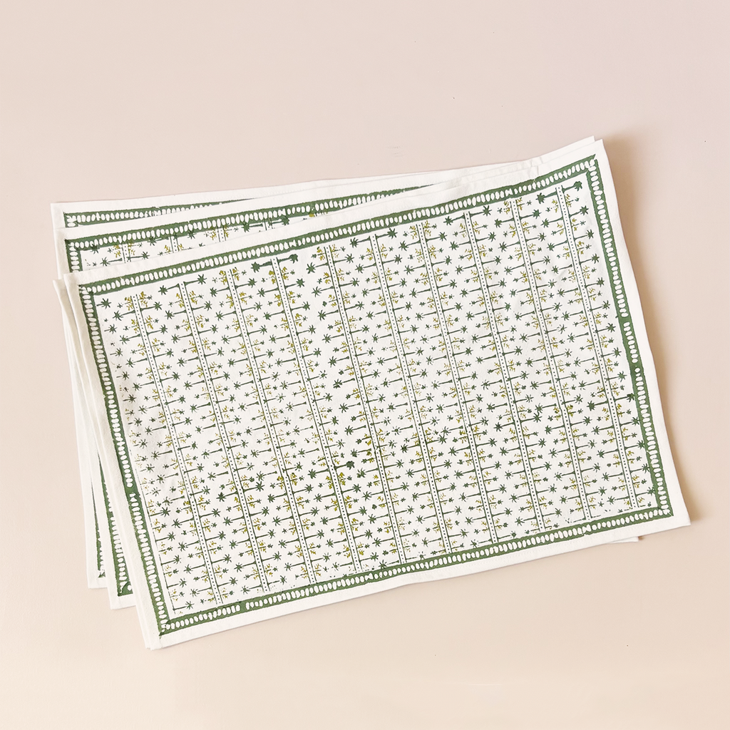 India Hicks Palm Ave Hunter Green Placemats Set/4