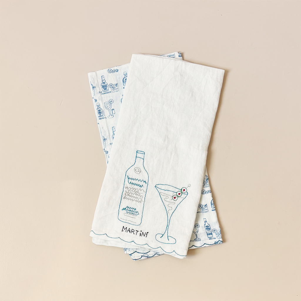 Martini Linen Tea Towel Set