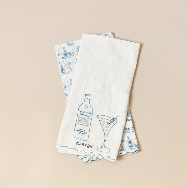 Martini Linen Tea Towel Set