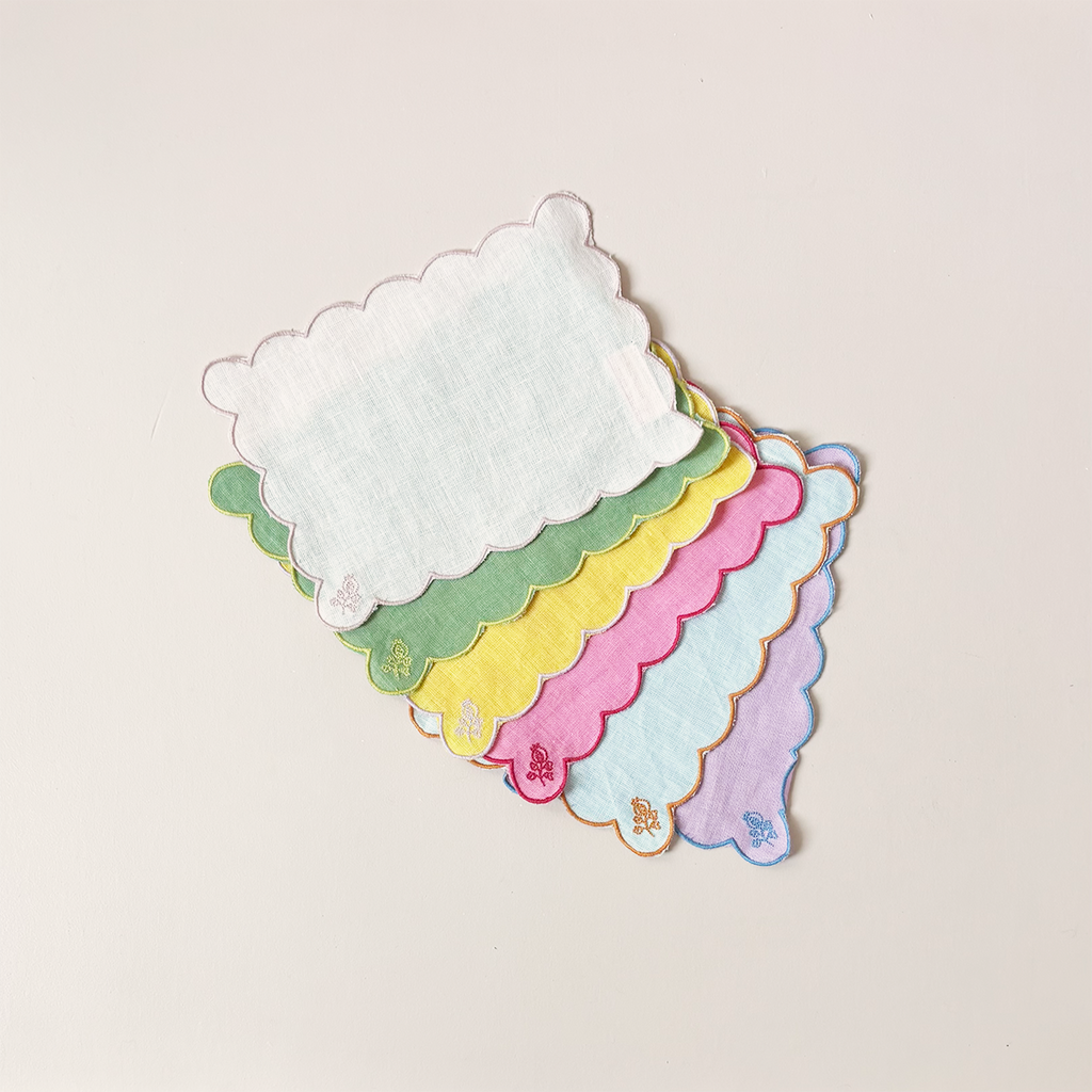 Scalloped Buti Cocktail Napkins Set/6