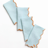 Scalloped Buti Napkin Set/4 Bleached Aqua