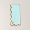 Scalloped Buti Napkin Set/4 Bleached Aqua
