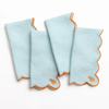 Scalloped Buti Napkin Set/4 Bleached Aqua