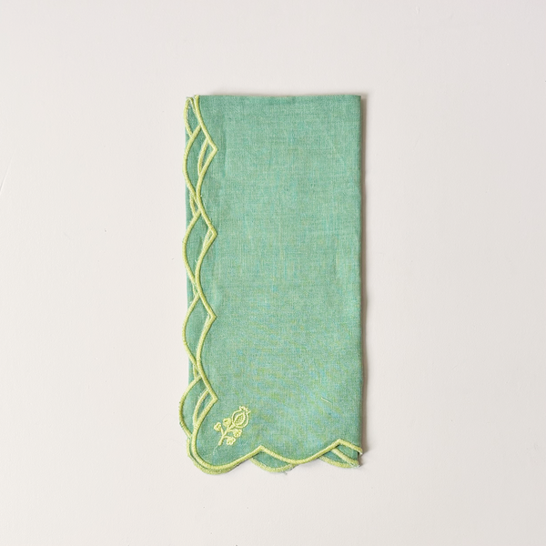 Scalloped Buti Napkin Set/4 Forest Shade