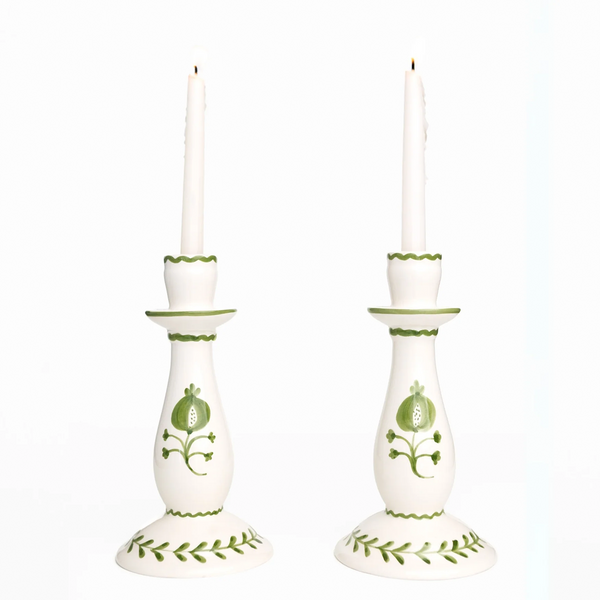 Pomegranate Crest Green Candlestick