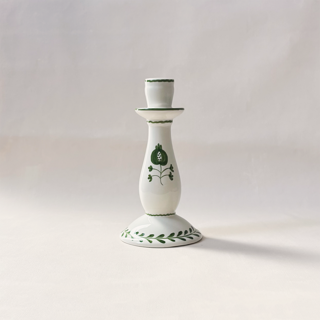 Pomegranate Crest Green Candlestick