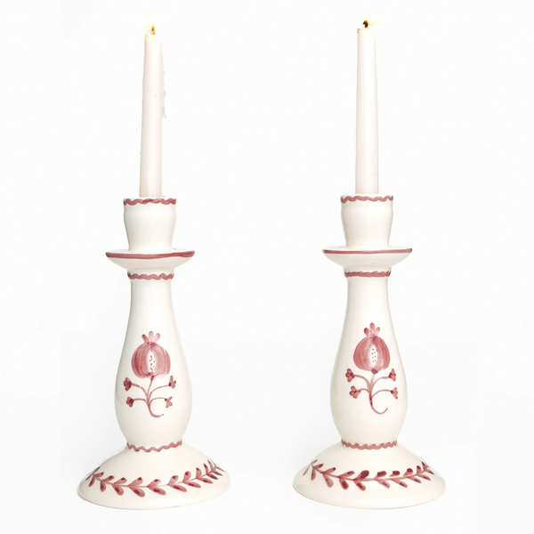 Pomegranate Duet Rose Candlestick