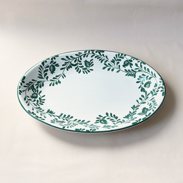 Sicilian Scroll Work Oval Tray Green