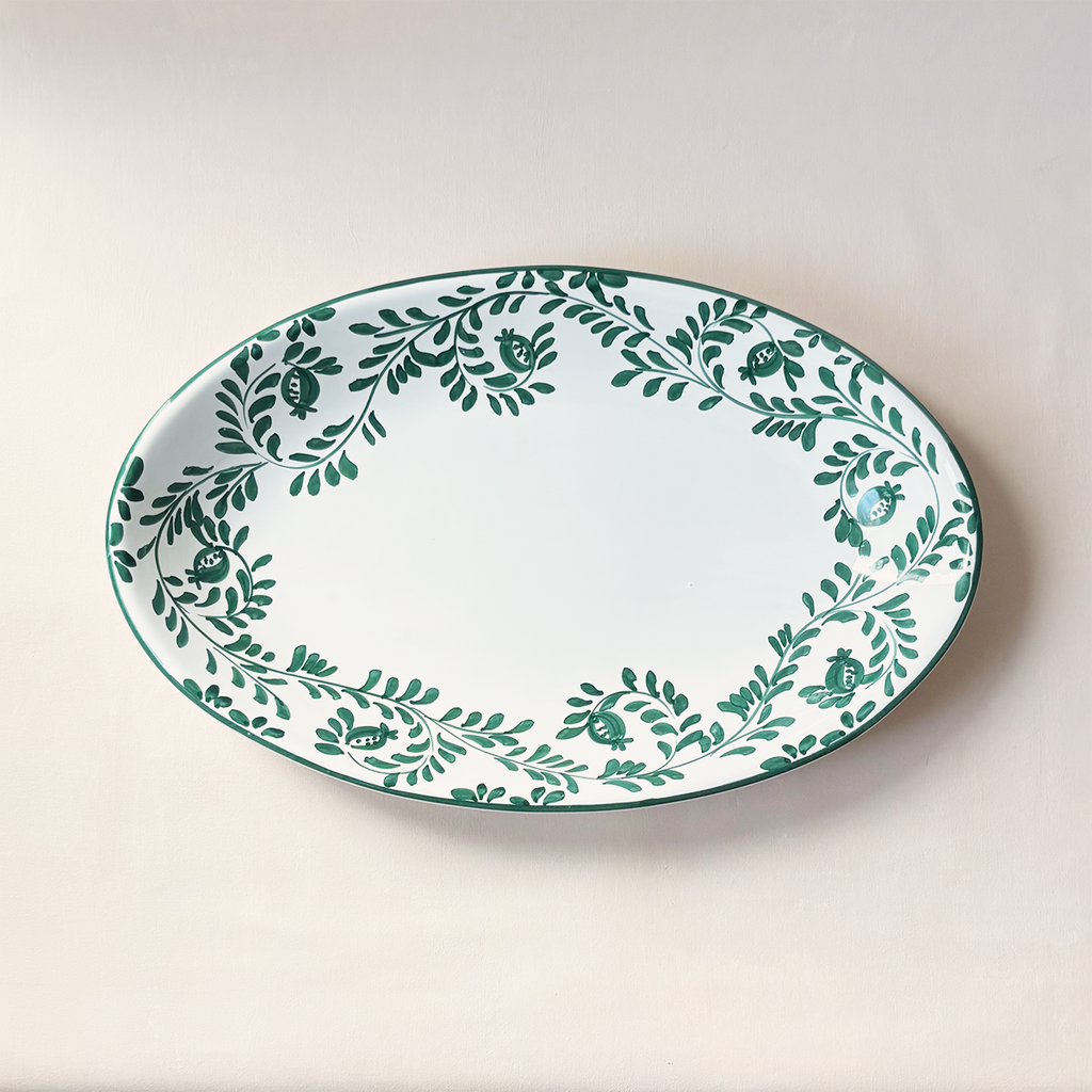 Sicilian Scroll Work Oval Tray Green