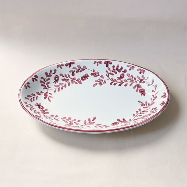 Sicilian Scroll Work Oval Tray Red