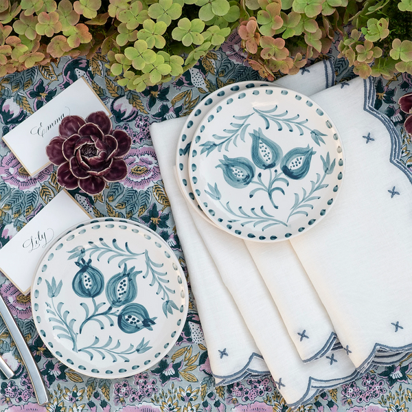 Pomegranate Trio Vine Teal Appetizer Plate