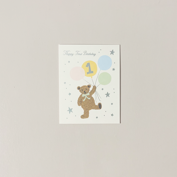 First Birthday Bear Note Card