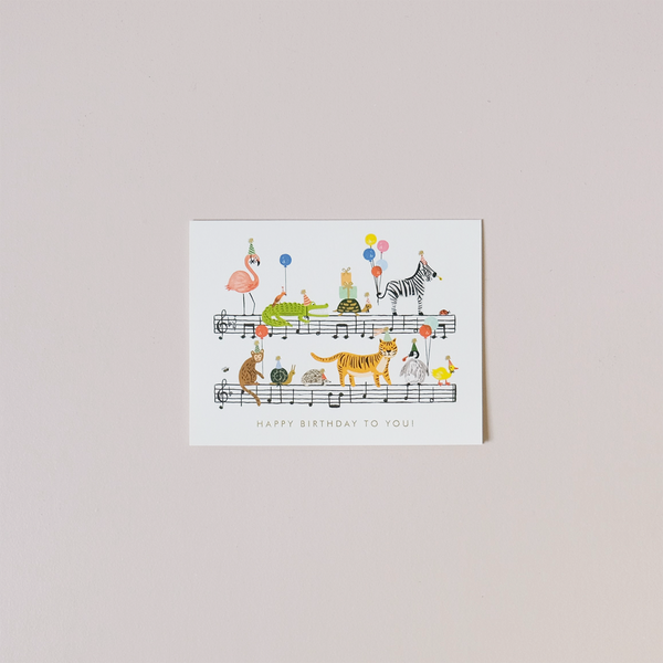 Party Animals Music Birthday Note Card