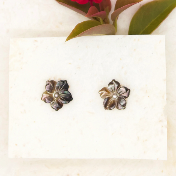 Black Flower Stud Earrings