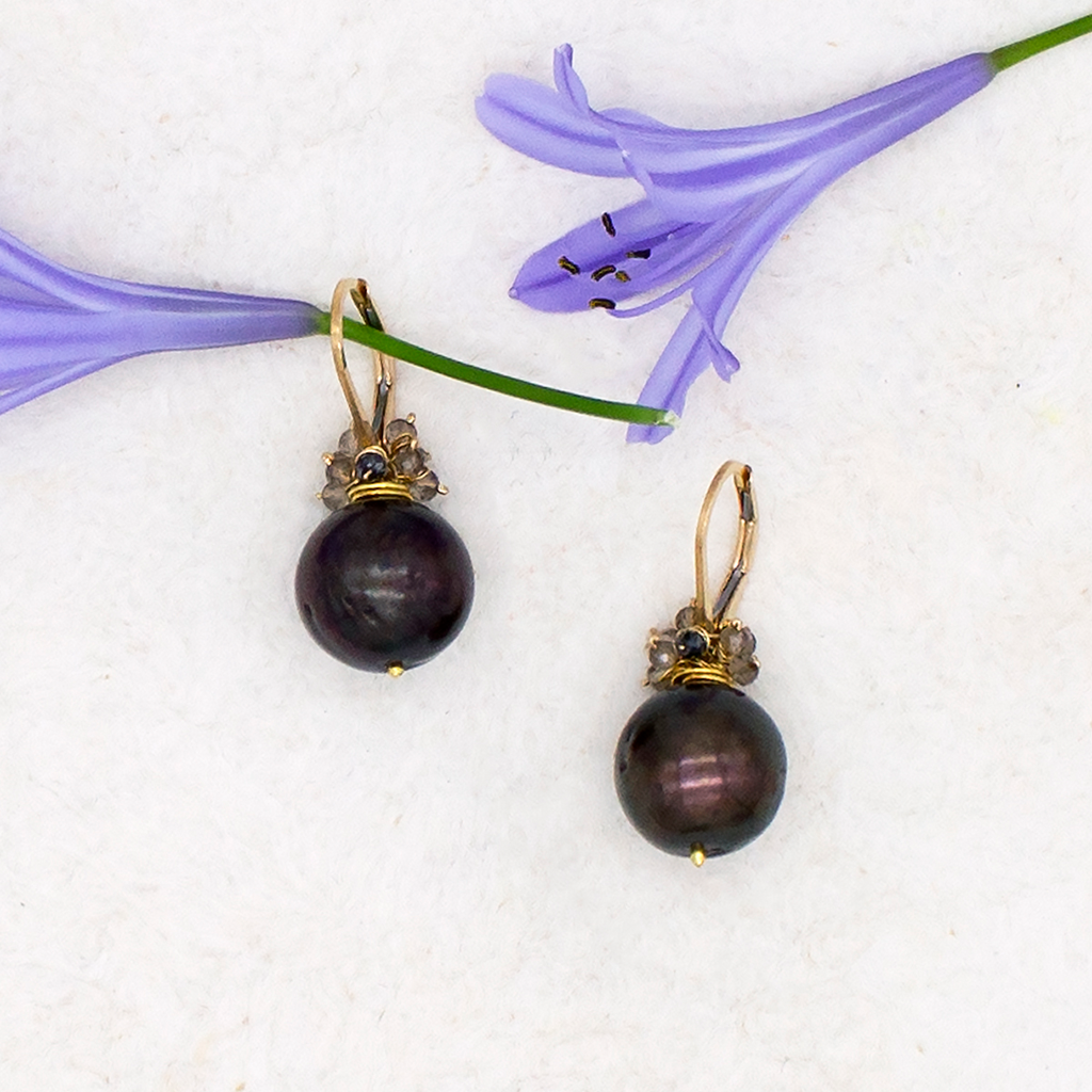 Charcoal Pearl Fringe Earrings