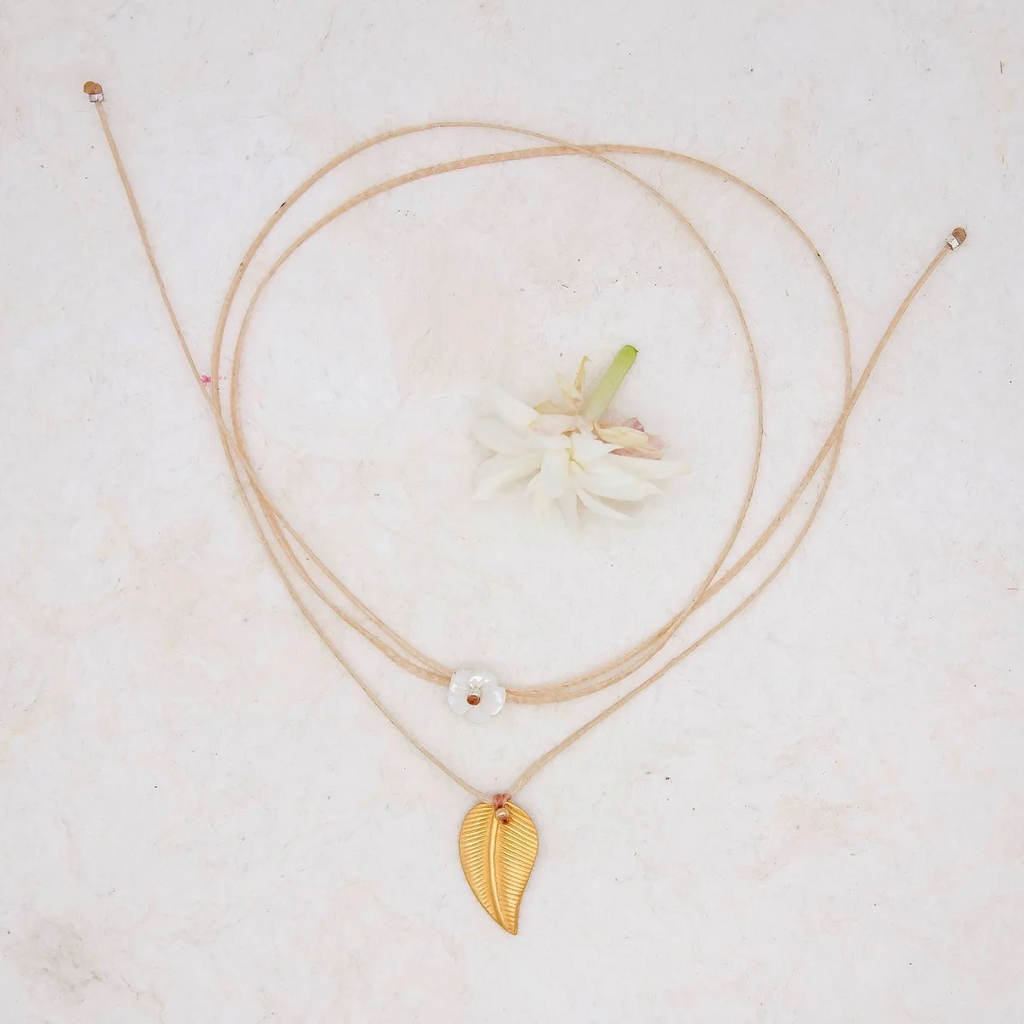 Curved Golden Leaf Necklace