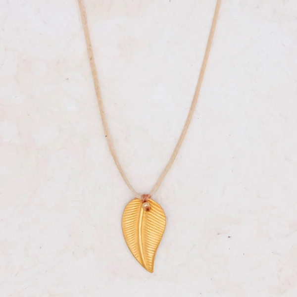 Curved Golden Leaf Necklace