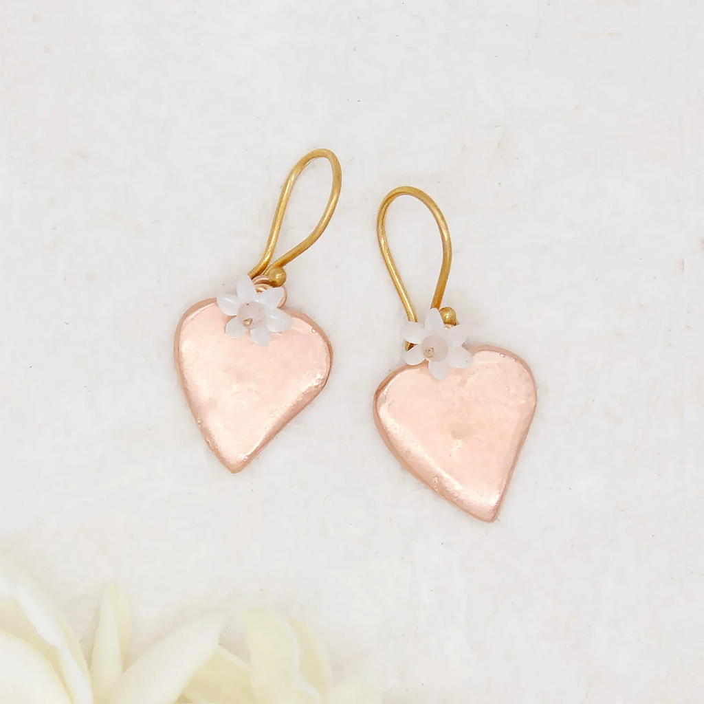 Rosey Rustic Heart Earrings