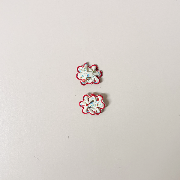 Martha Floral Scallop Bow Hair Clips