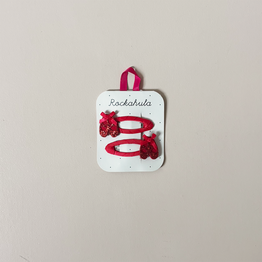Red Ballet Shoes Hair Clips