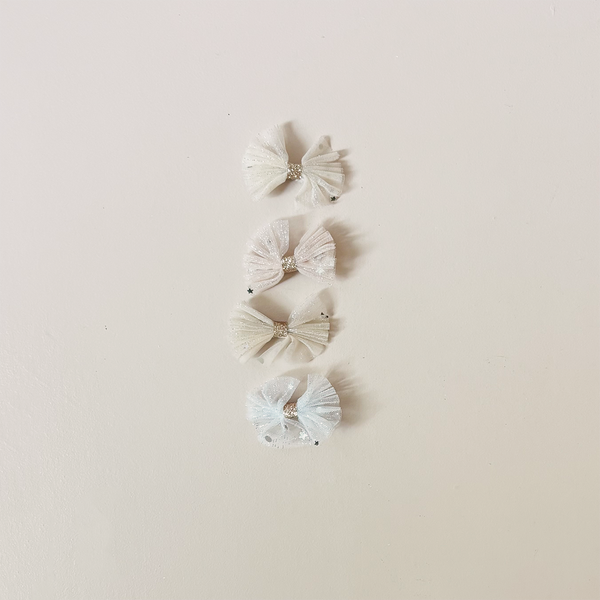 Shimmer Tulle Mini Bow Hair Clips