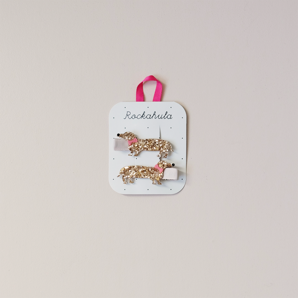 Sparkle Sausage Dog Hair Clip Set