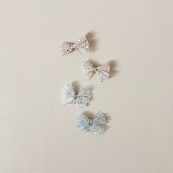 Sparkle Tulle Mini Bow Hair Clips