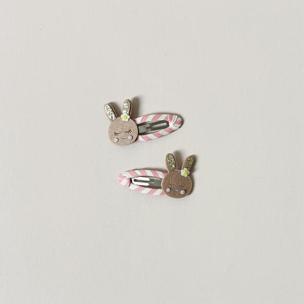 Stripy Bunny Hair Clips