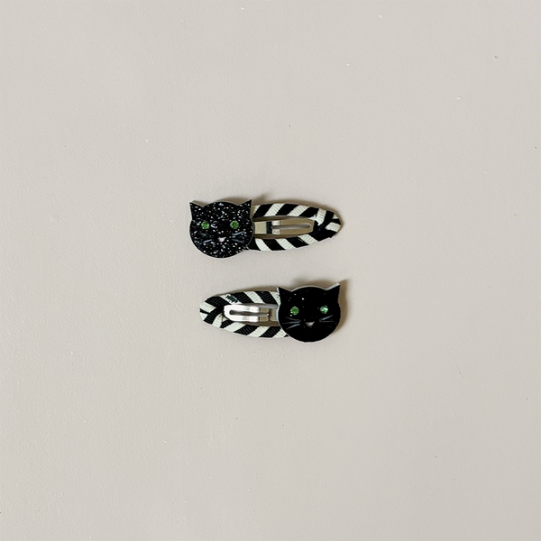 Stripy Cat Hair Clip Set