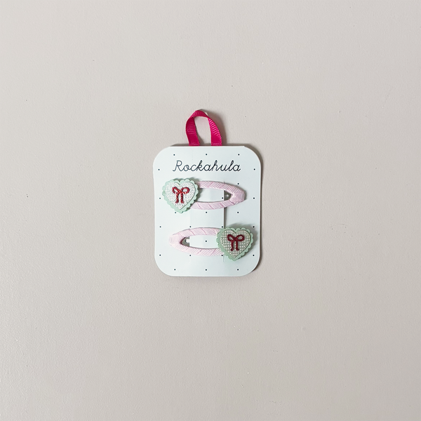 Sweet Heart Bow Hair Clips