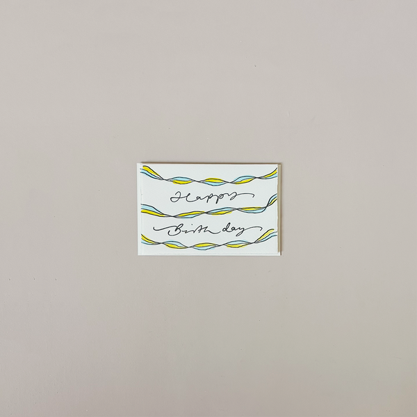 Blue Happy Birthday Streamers Note Card